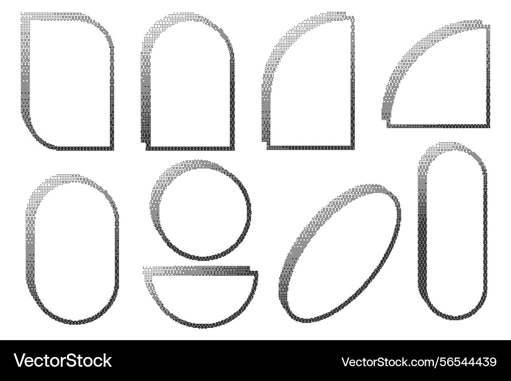 Pixel pattern frames bitmap arch windows on white Pixel pattern frames bitmap arch windows on white vector image