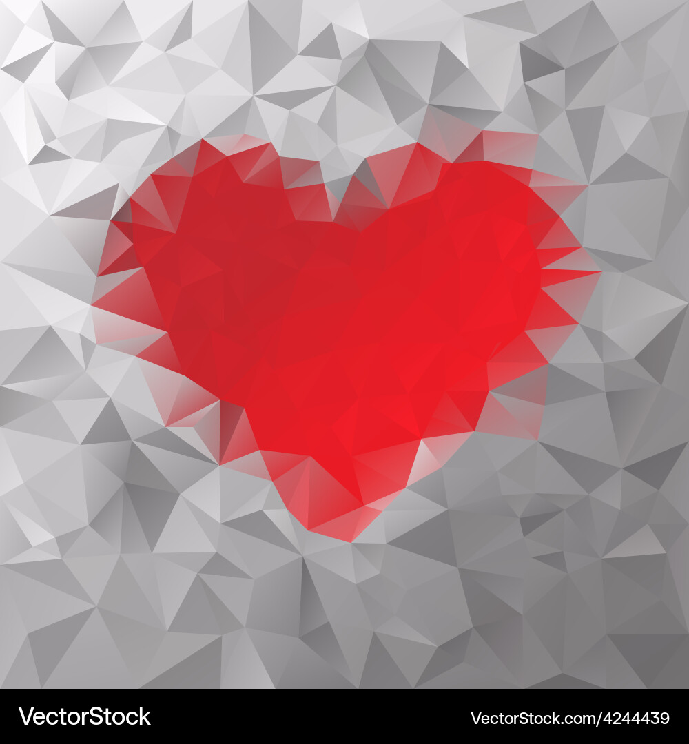 Red heart polygonal triangular pattern background Vector Image