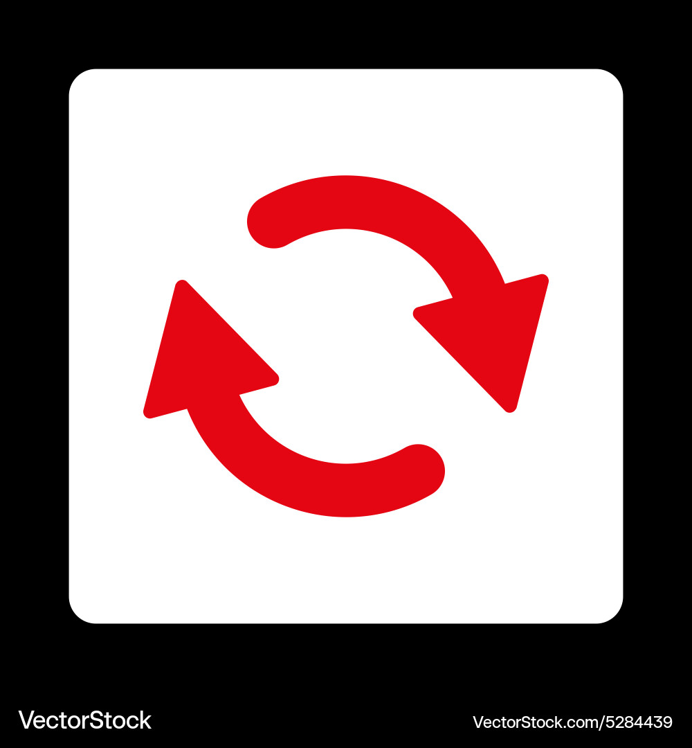 Refresh flat red and white colors rounded button vector image