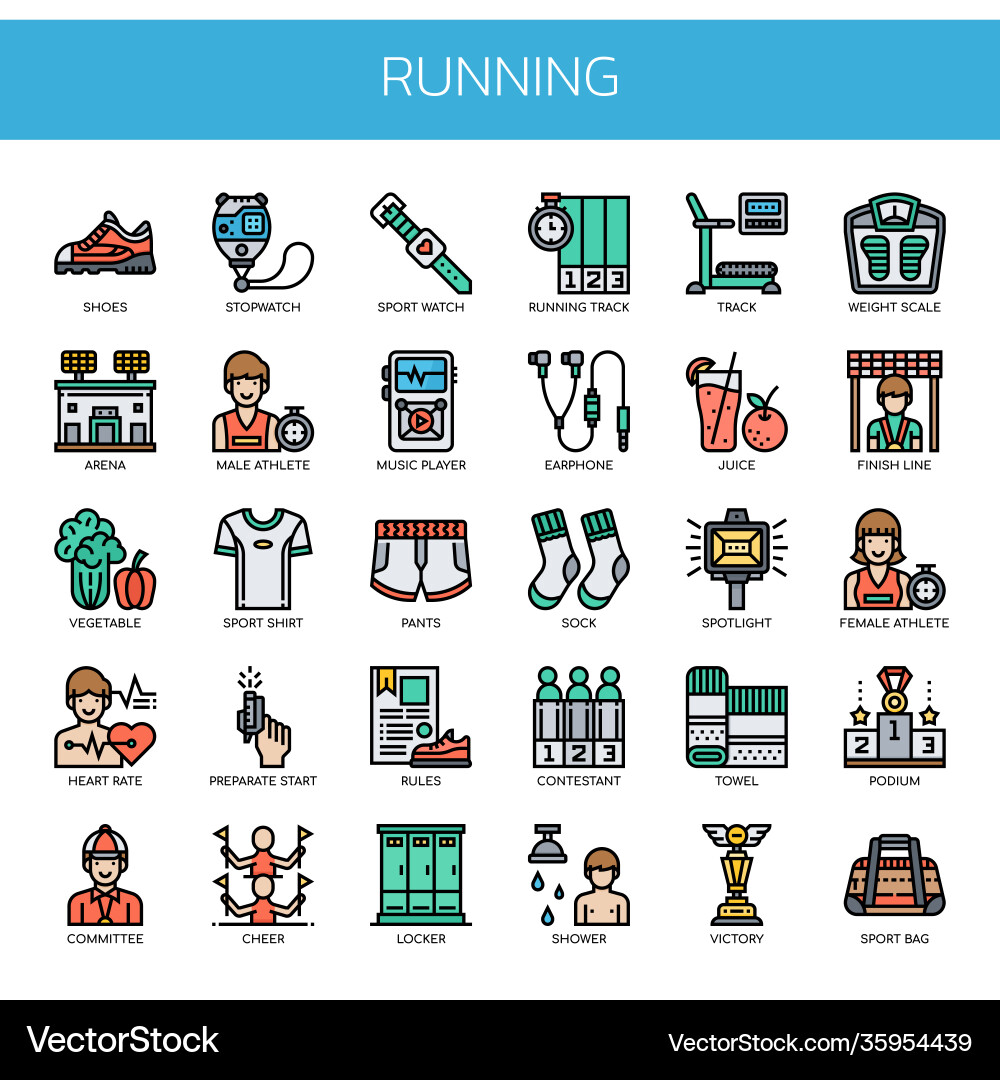 Running elements thin line and pixel perfect vector image