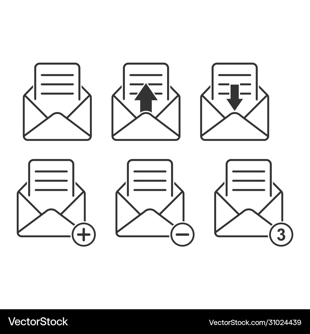 Set email icons stock an empty outline Set email icons stock an empty outline vector image