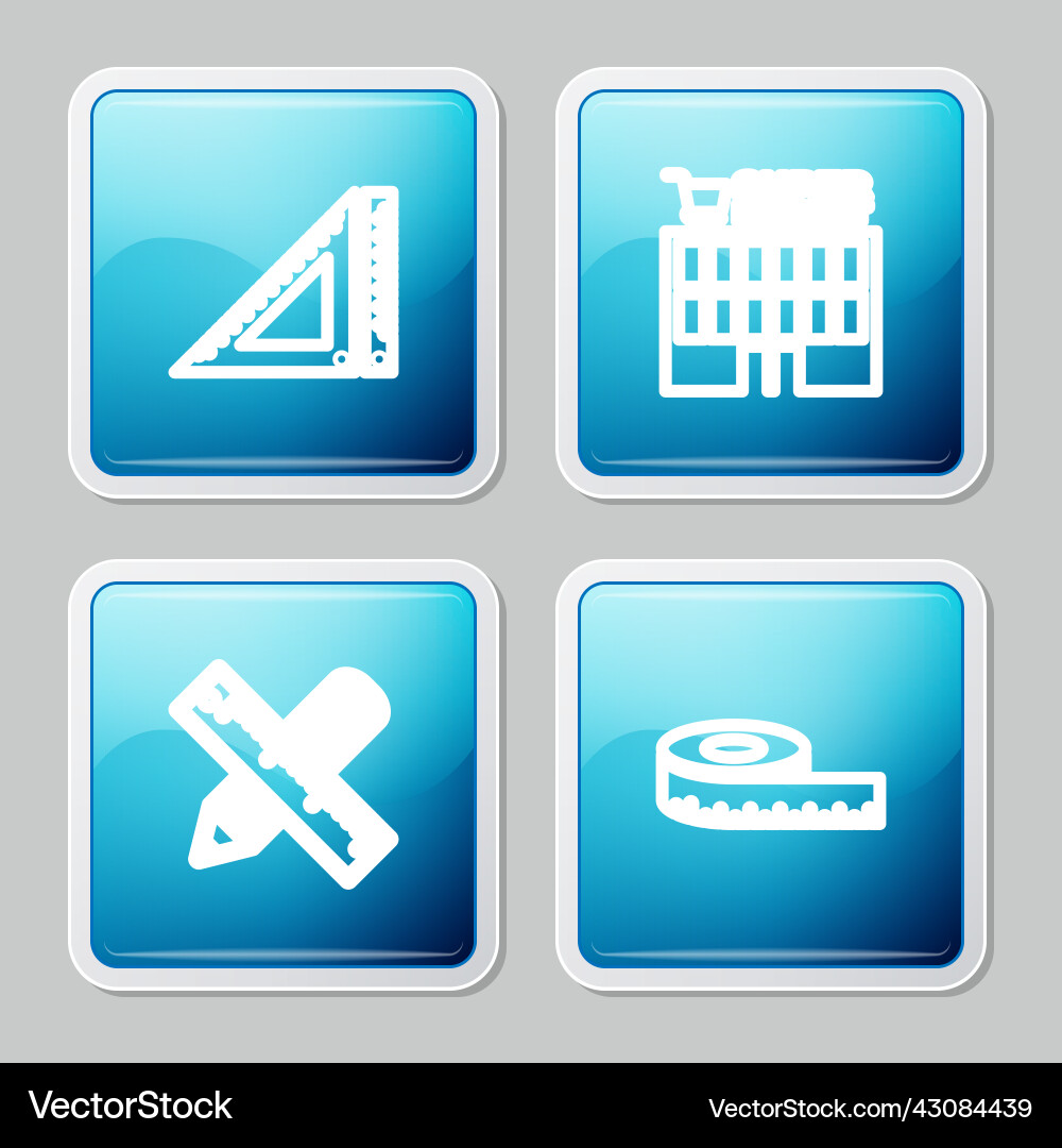Set line triangular ruler supermarket building Set line triangular ruler supermarket building vector image