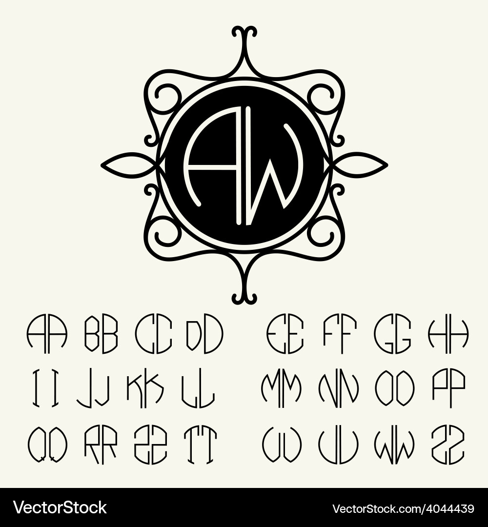 Set template letters to create monograms vector image