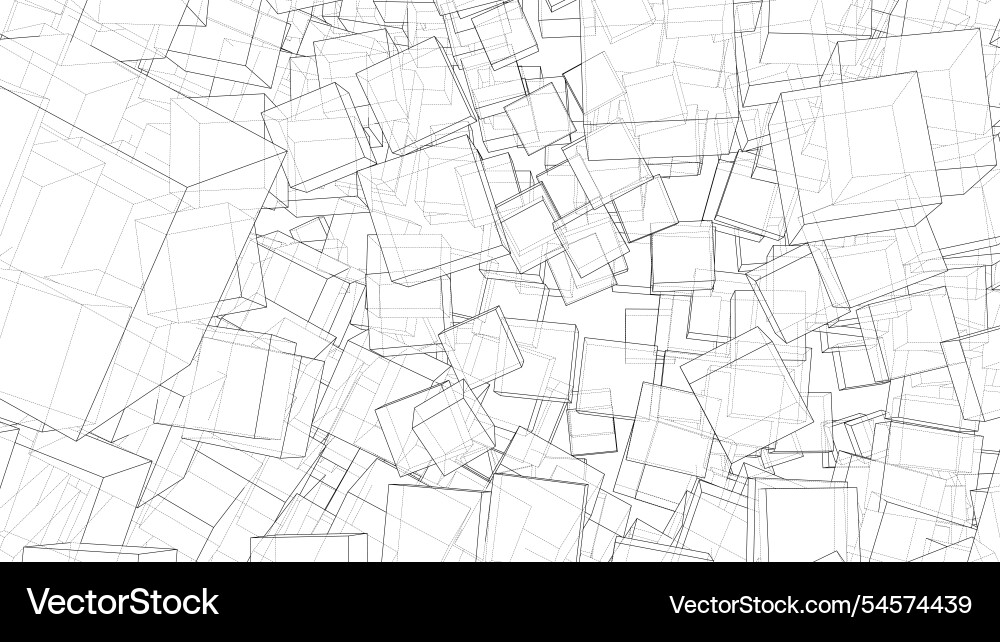 Wireframe boxes sketch style Wireframe boxes sketch style vector image