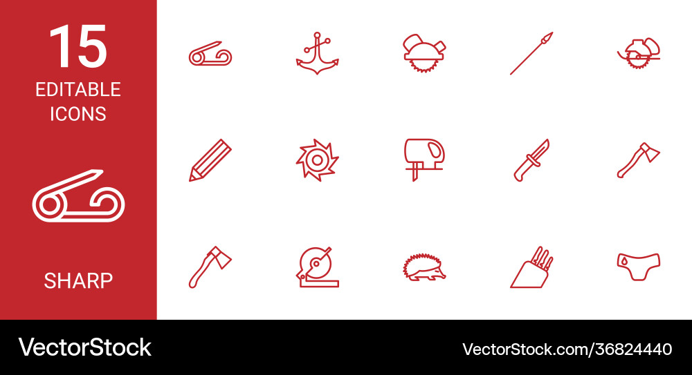 15 sharp icons vector image