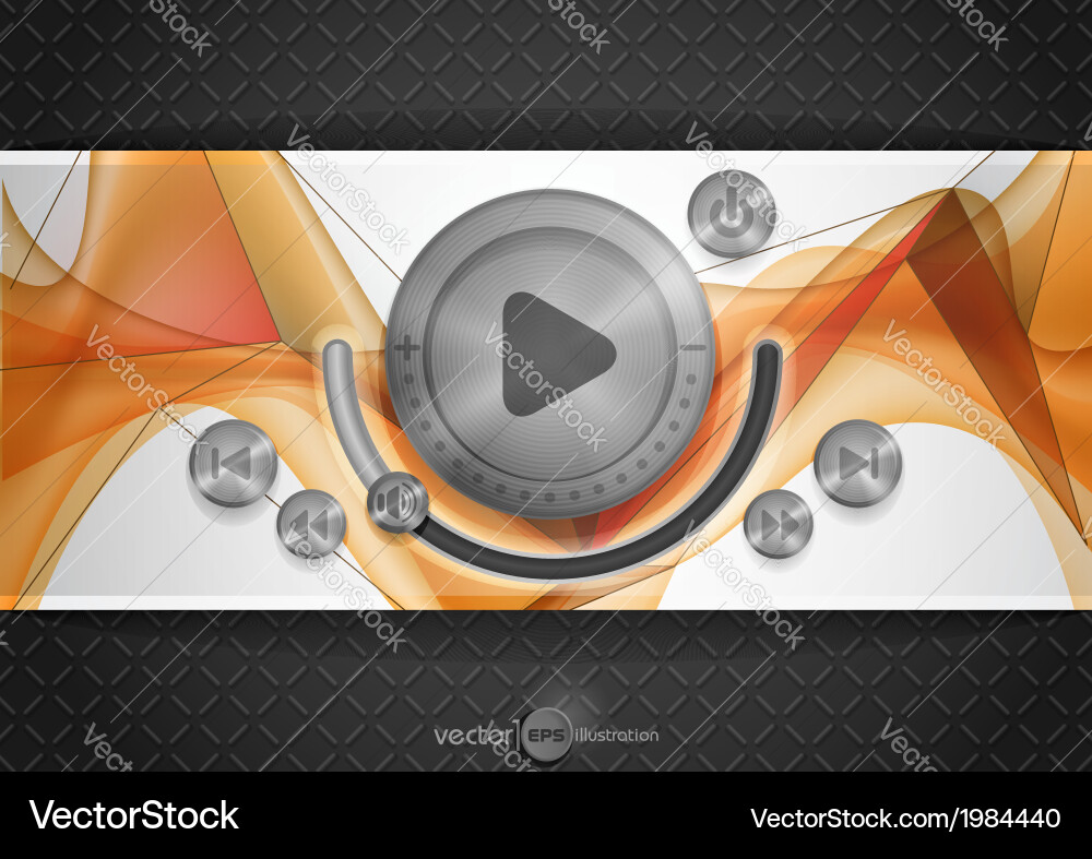 Abstract technology app icon with music button Vector Image