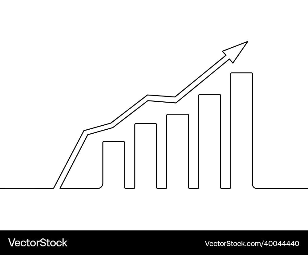 Drawing continuous lines of bar and arrow charts Vector Image