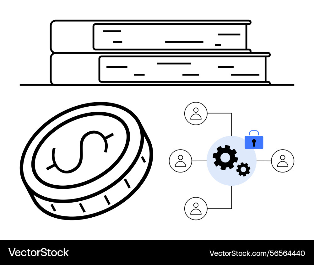Finance and knowledge with secure network concept Vector Image