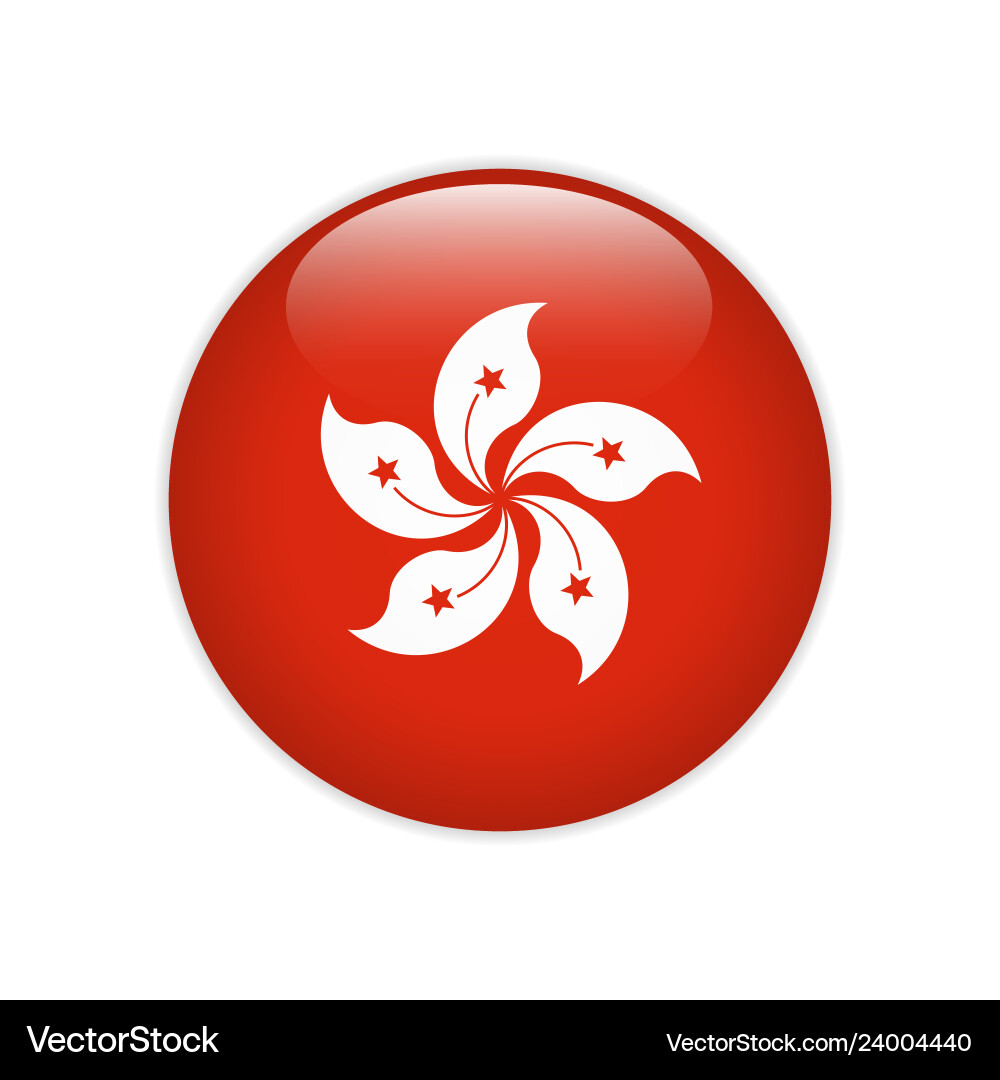 Hong Kong Flag Button Vector Image