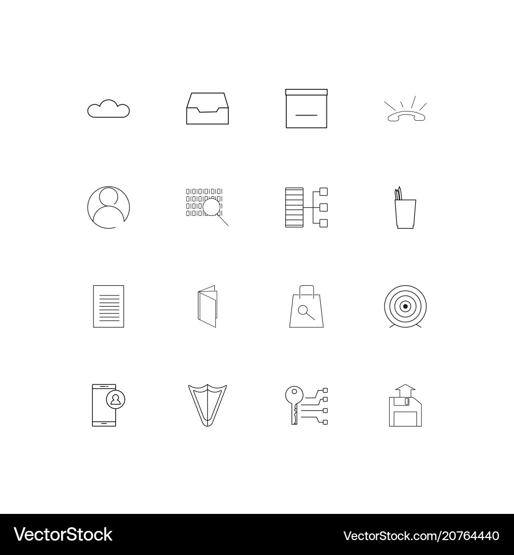 Internet technologies linear thin icons set vector image