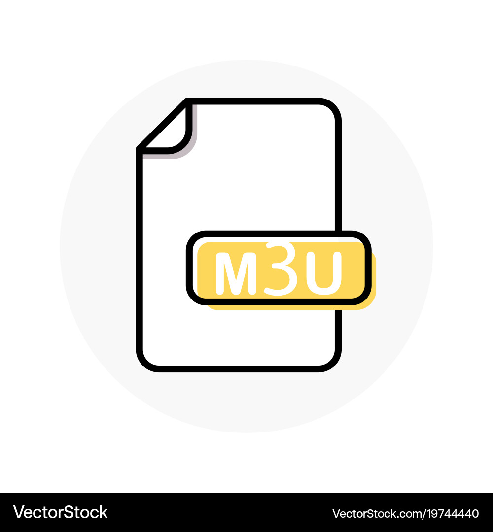 M3u file format extension color line icon vector image