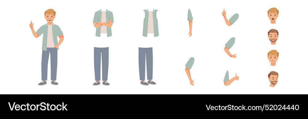 Man character constructor with separated body Man character constructor with separated body vector image