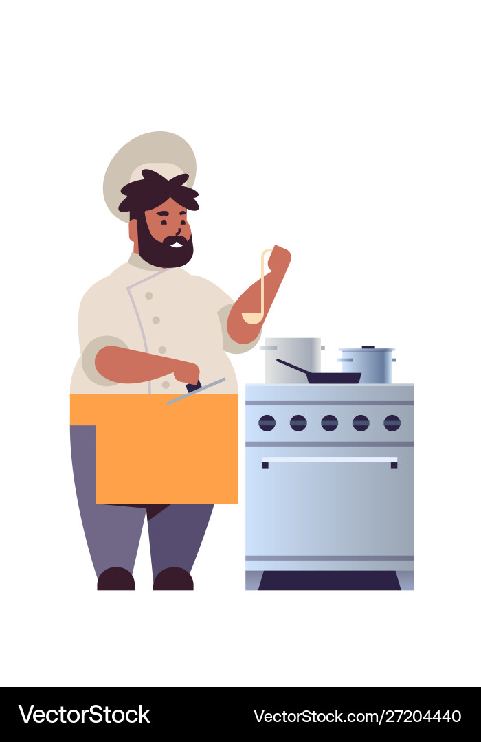 männliche professionelle Koch kochen Vorbereitung und Verkostung Männliche professionelle Koch kochen Vorbereitung und Verkostung vektorbild