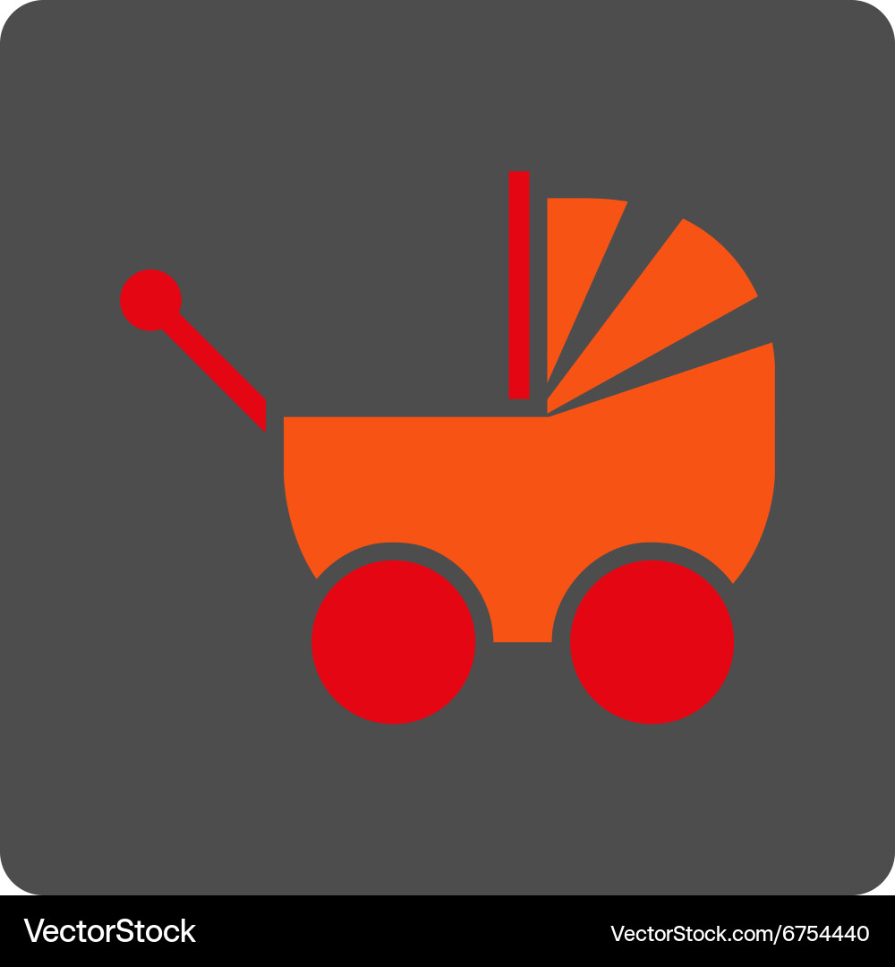 Pram rounded square button vector image