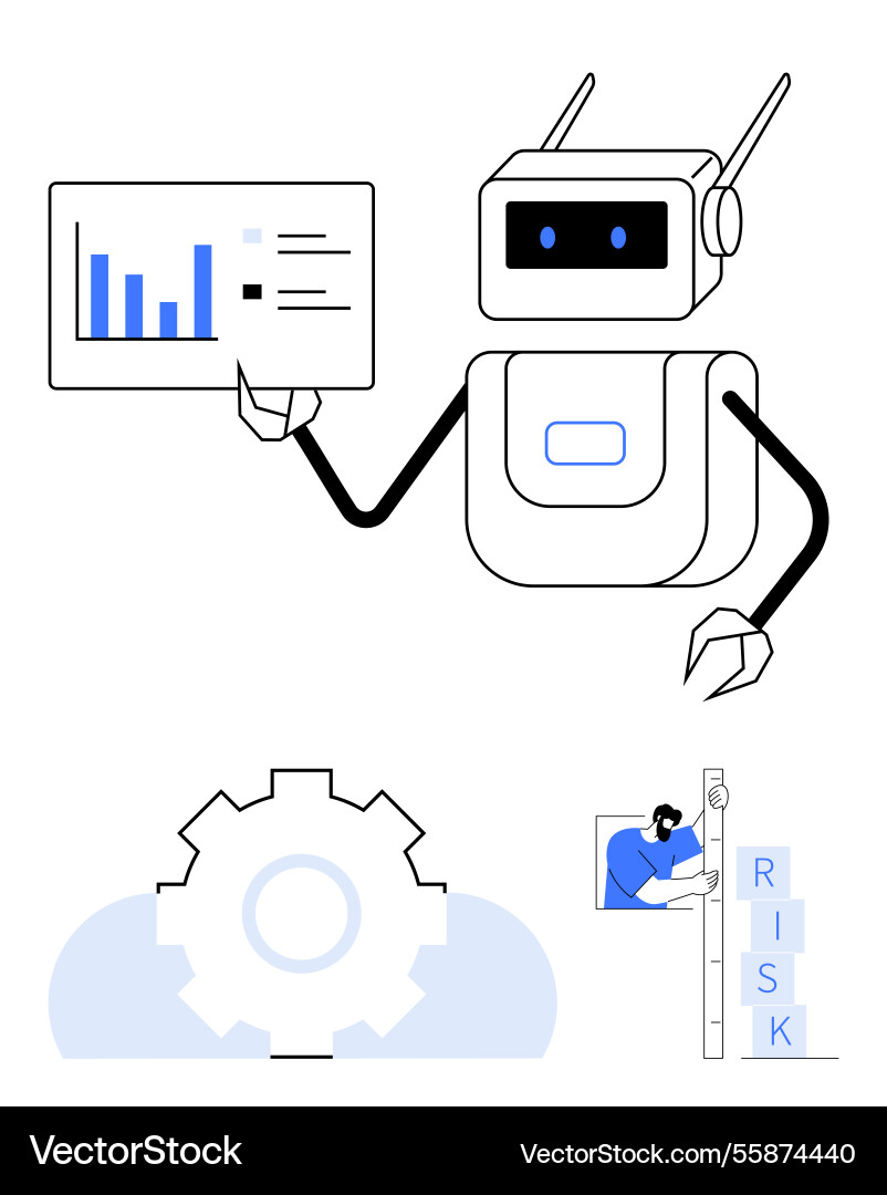 Robotic assistant presenting data insights Robotic assistant presenting data insights vector image