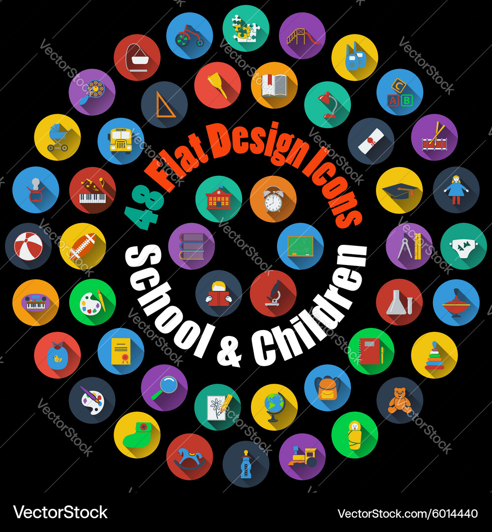 School and Children Icons Set vector image