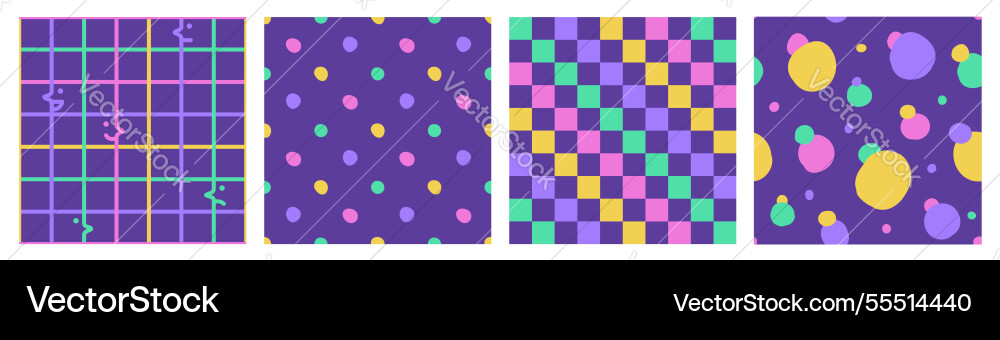 Seamless pattern set of multicolored neon hand Seamless pattern set of multicolored neon hand vector image
