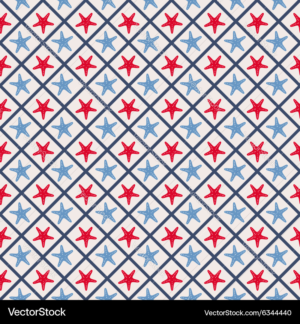 Seamless pattern with cross lines and starfish vector image