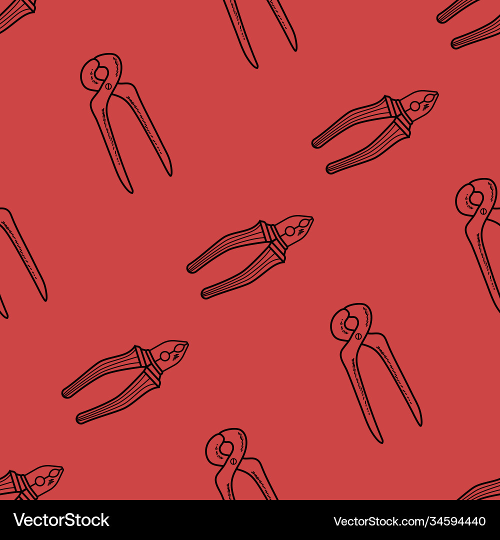 Seamless pattern with hand drawn working tools vector image