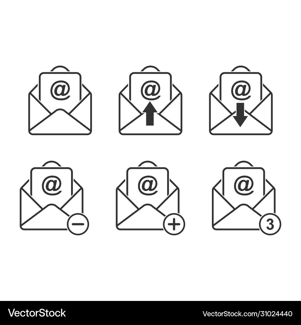 Set email icons stock an empty outline Set email icons stock an empty outline vector image