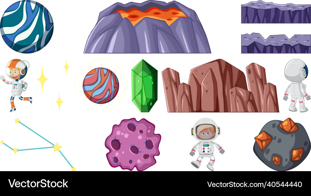 Set of isolated fantasy space objects Set of isolated fantasy space objects vector image