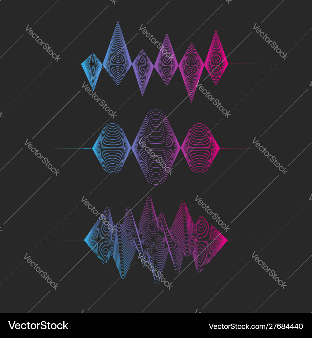 Set sound wave gradient graph frequency Set sound wave gradient graph frequency Vector Image
