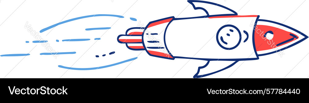 Simple rocket dash minimalist line icon design vector image