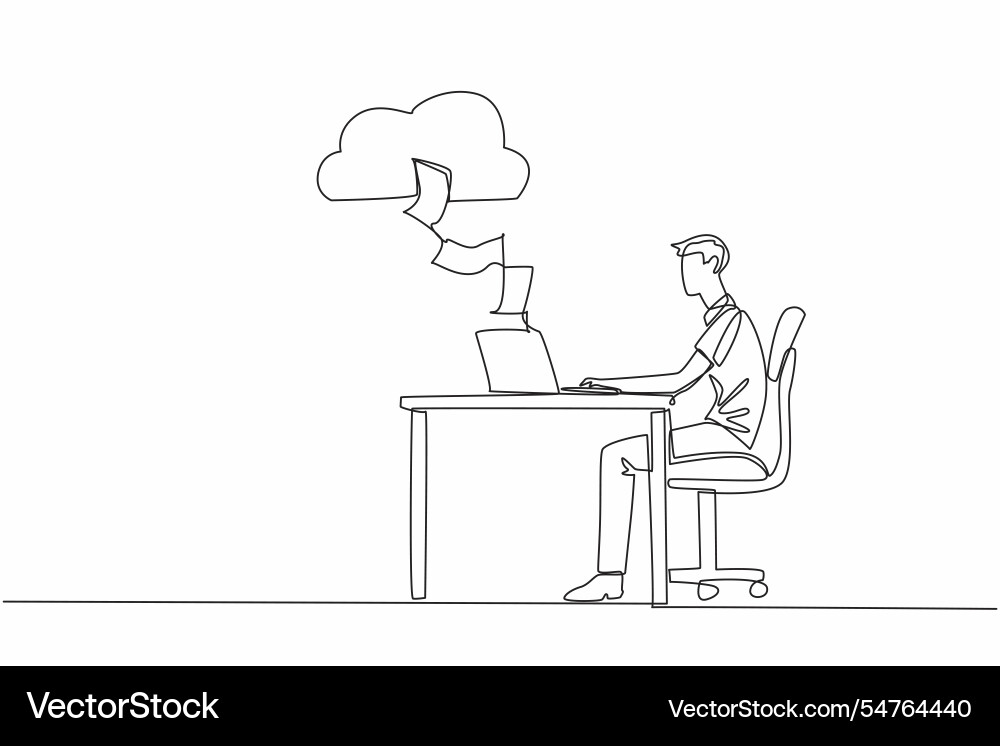 Single continuous line drawing man typing Single continuous line drawing man typing Vector Image