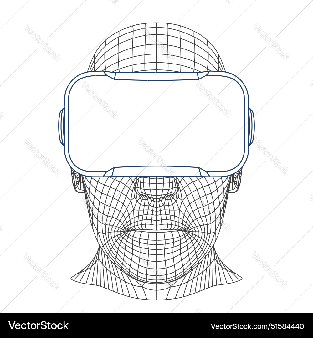 Wireframe mesh polygonal head with virtual Wireframe mesh polygonal head with virtual vector image