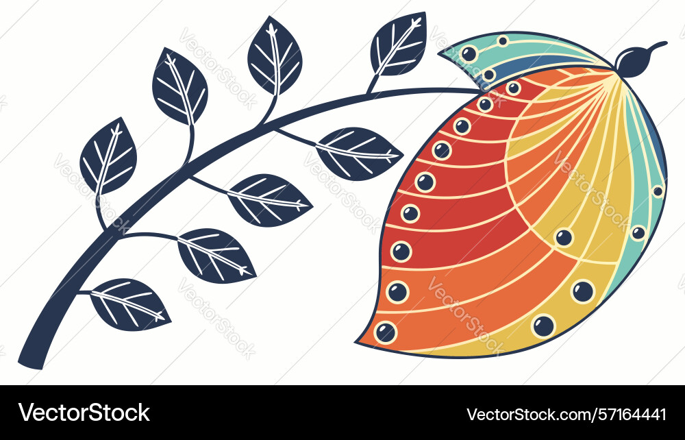 Abstract branch with colorful leaf design Vector Image