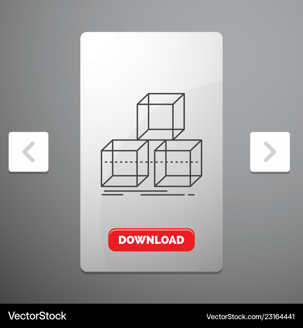 Arrange design stack 3d box line icon in carousal Arrange design stack 3d box line icon in carousal vector image