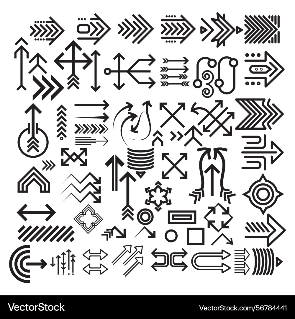 Arrows collection of various curve vertical Arrows collection of various curve vertical Vector Image