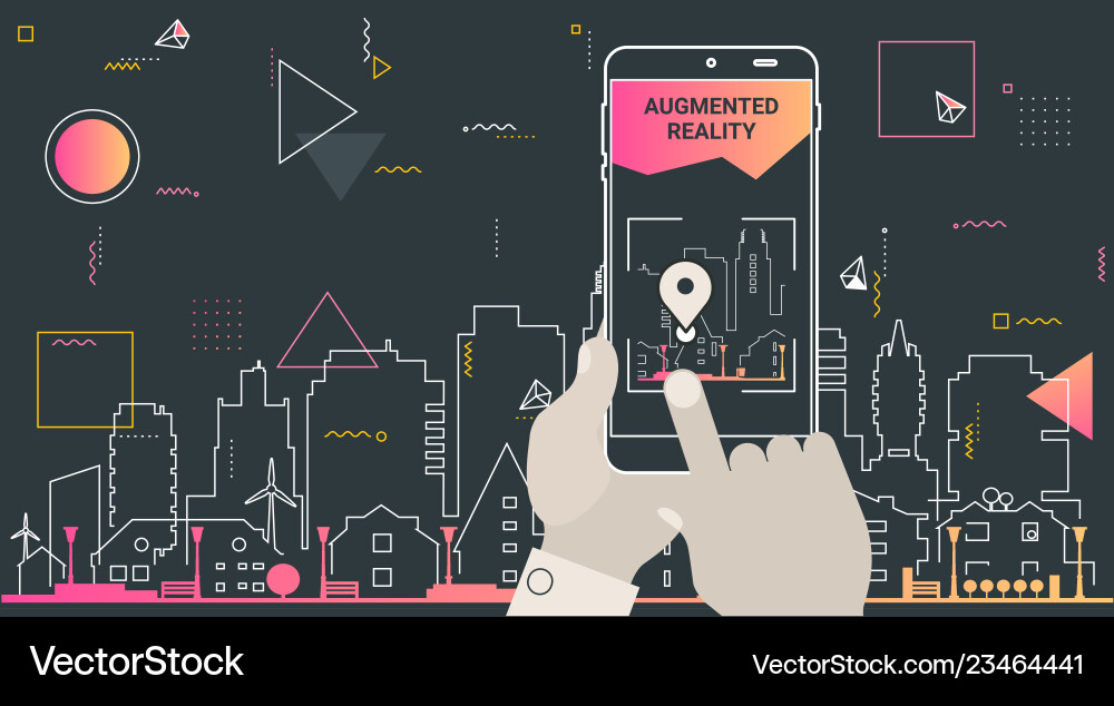 Augmented reality city tourism mobile app concept Augmented reality city tourism mobile app concept vector image
