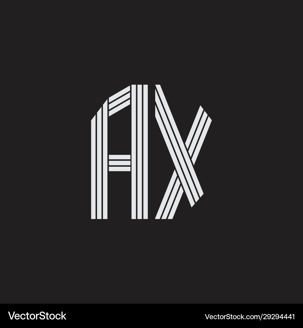 Ax logo monogram with outline style linked vector image