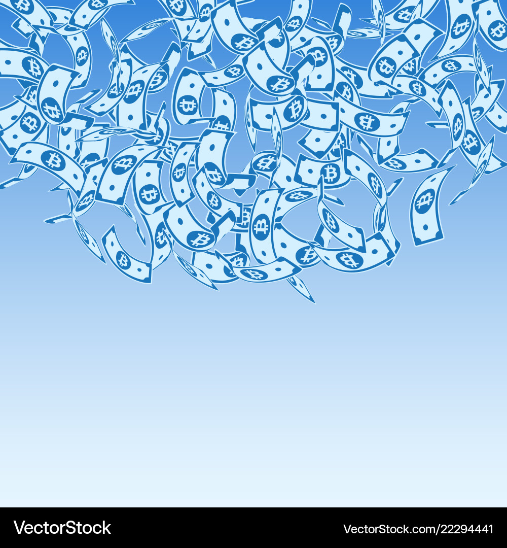Bitcoin internet currency notes falling floating Bitcoin internet currency notes falling floating Vector Image