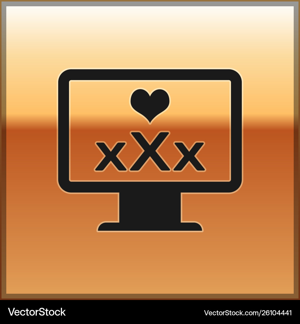 Black computer monitor with 18 plus content heart Black computer monitor with 18 plus content heart vector image