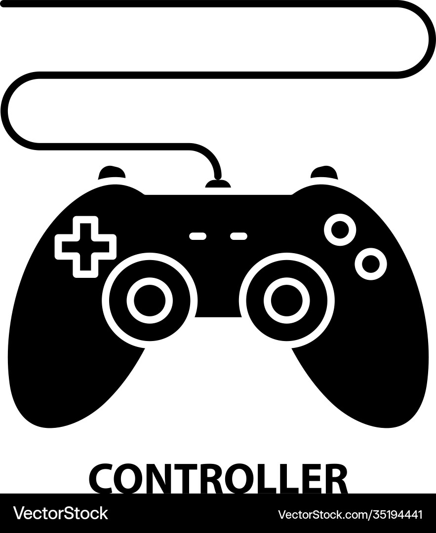 Controller icon black sign with editable Controller icon black sign with editable vector image