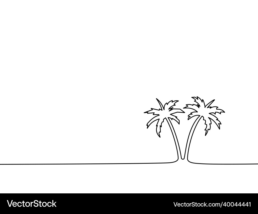 Draw a continuous line of coconut trees Vector Image