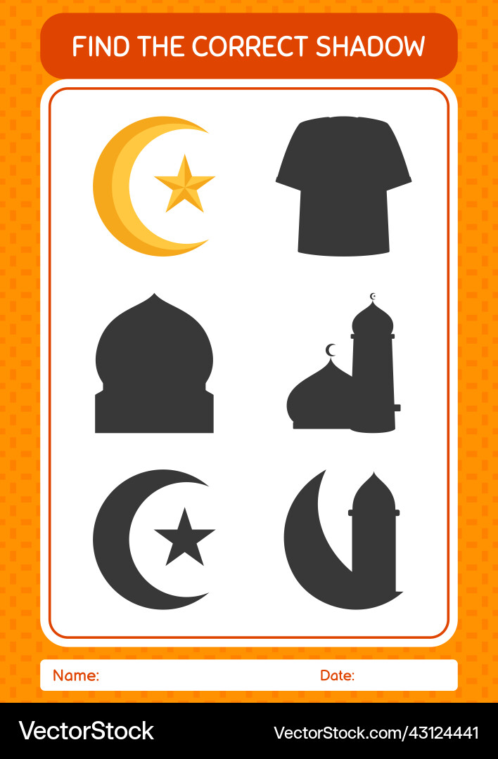 Find the correct shadows game with moon and star Find the correct shadows game with moon and star vector image
