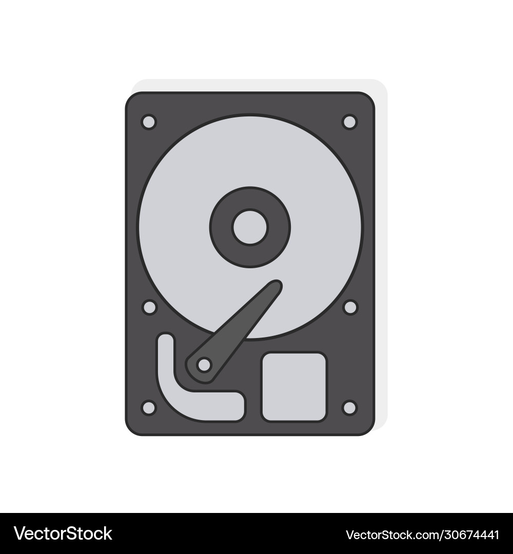 Hard disk on white background computer storage Vector Image