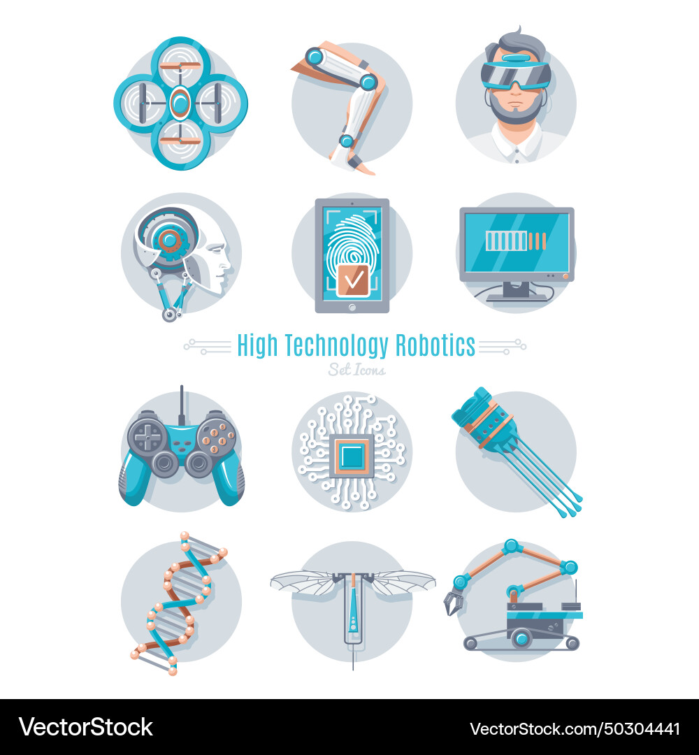 Hi-tech robotics icon set Vector Image