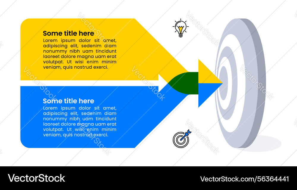 Infographic template dartboard with arrows and 2 Infographic template dartboard with arrows and 2 vector image