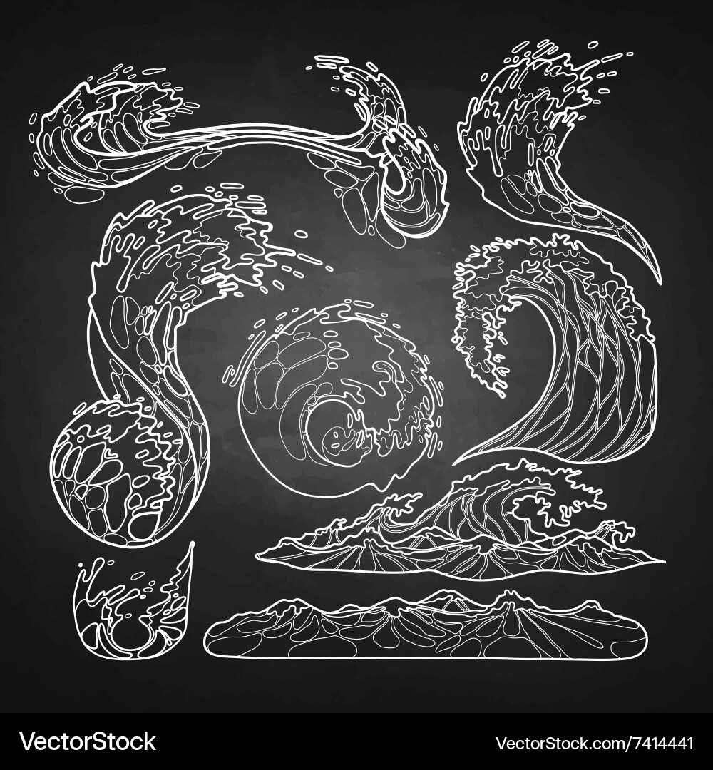 Line Art Water Waves Vector Image
