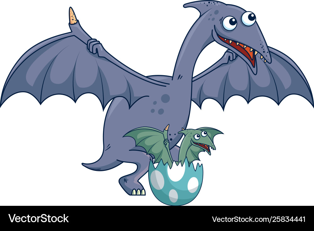 Pterodactyl Hatchling Breaking Shell Vector Image