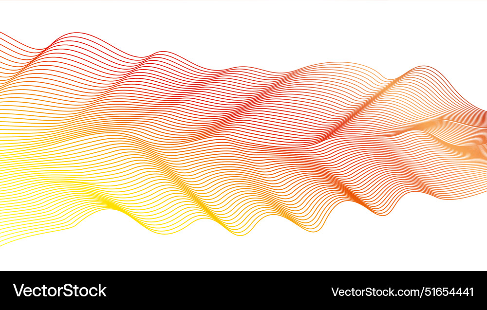 Red yellow wavy lines flying ribbon abstract fluid