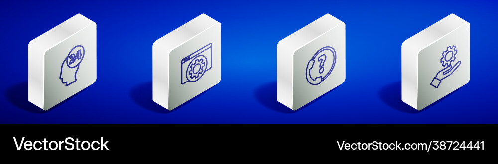 Set isometric line support operator in touch Set isometric line support operator in touch vector image