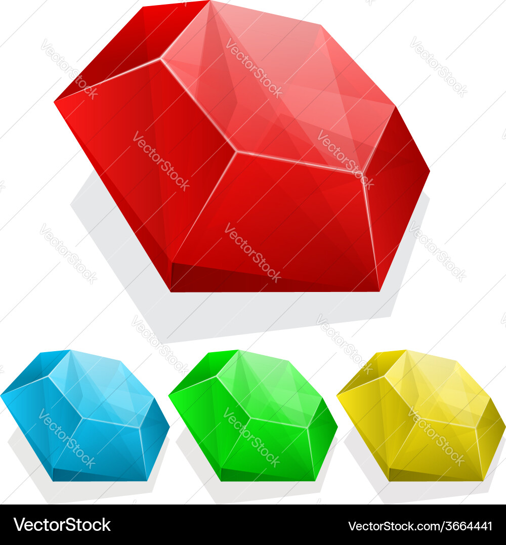 Set of gems in different color Vector Image