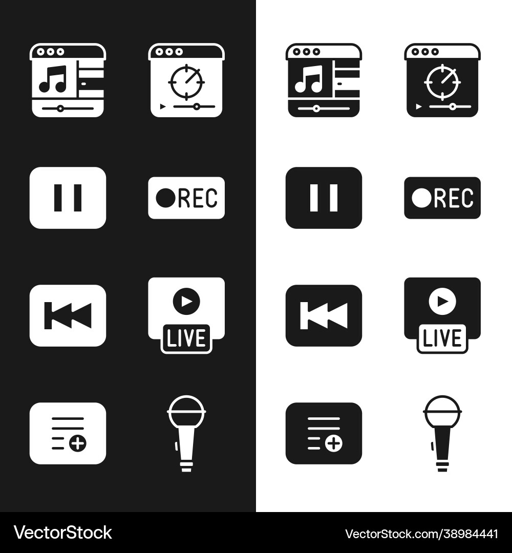 Set record button pause music player online Set record button pause music player online vector image
