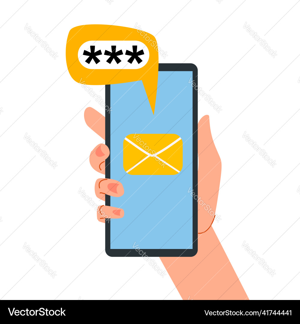 Smartphone in hand two-factor authentication Vector Image