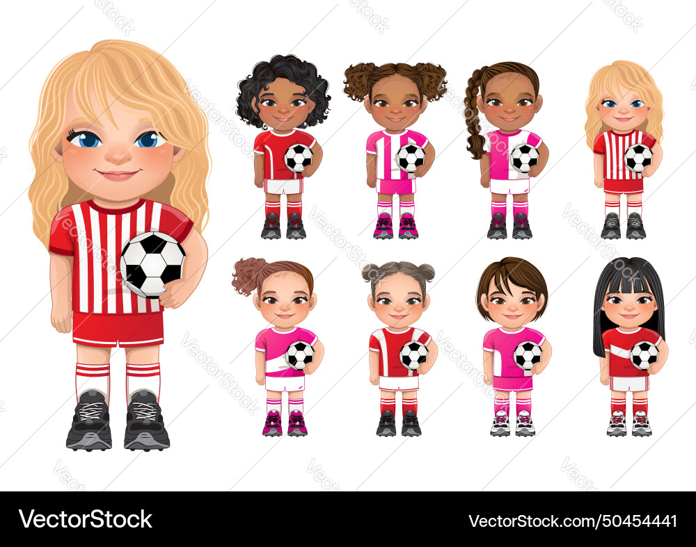 Soccer player girls international collection Soccer player girls international collection vector image